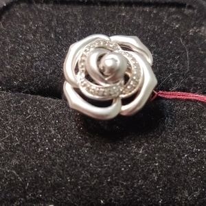 Diamond Floral Sterling Silver Ring
